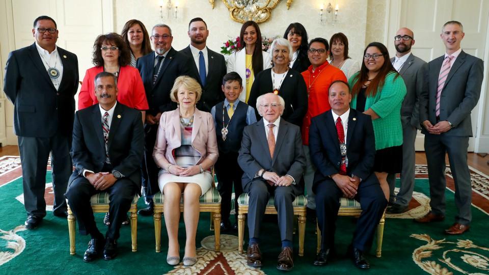 Padraig Kirwan (right) with Irish President Michael D Higgins and delegates from the Choctaw Nation