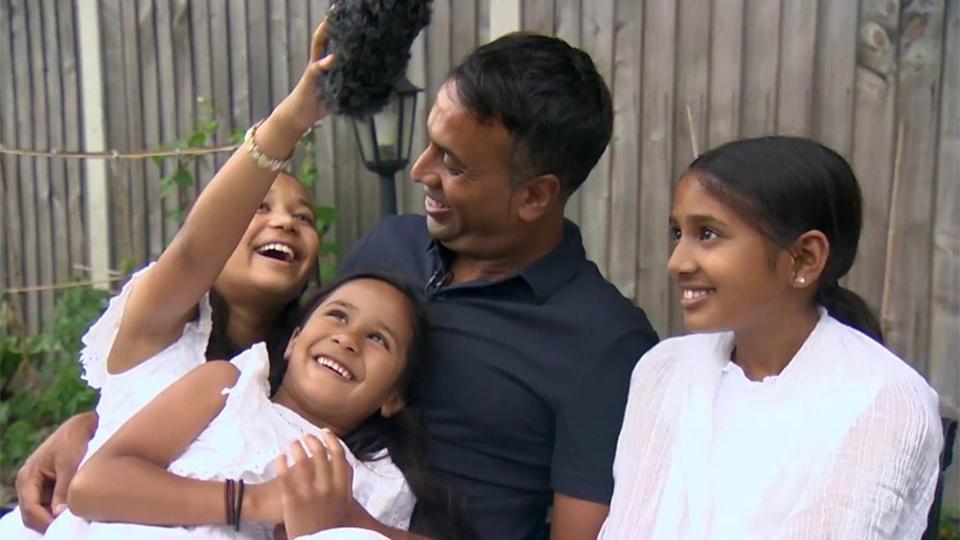 Aminul and his daughters in a scene from A Very British History: British-Bangladeshis, BBC 4