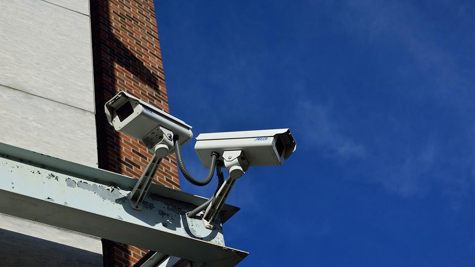 A photograph of some CCTV cameras