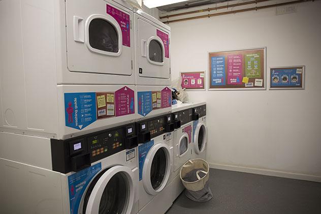 Washing machines in a launderette in halls