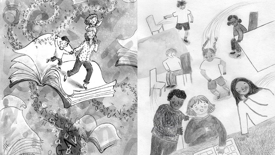 Illustrations for Reading and Relationships Research and Culture, Humour and Creative Reading Research