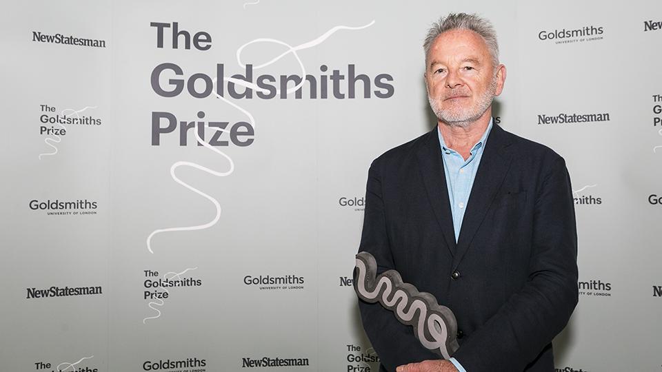 Robin Robertson pictured collecting the Goldsmiths Prize in 2018