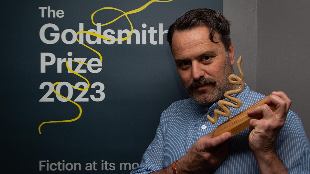 Benjamin Myers at the Goldsmiths Prize 2023 ceremony on 8 November