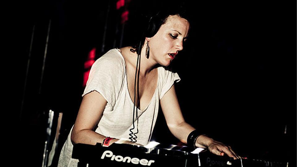 Female DJ at the record decks