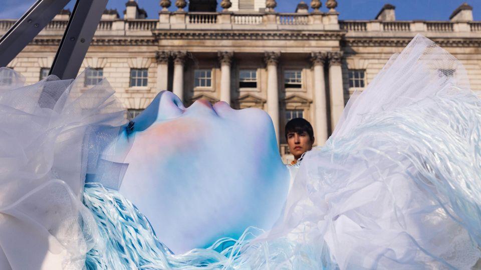 A close-up of the sleeping figure. (Photo credits: The Spell or The Dream by Tai Shani © David Parry, PA Media Assignments)