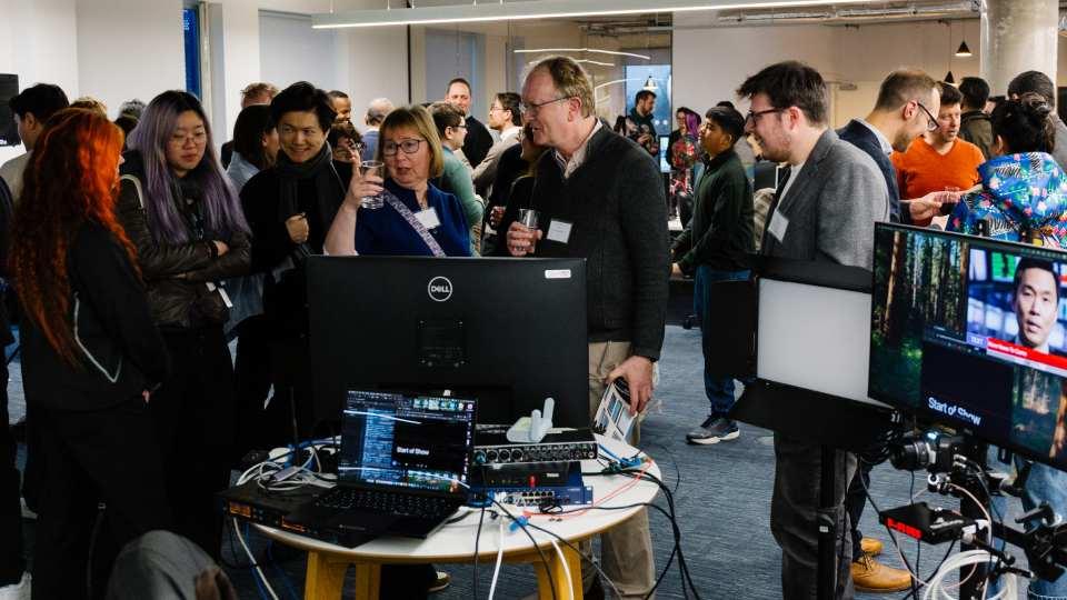 large crowd assemble - networking, chatting