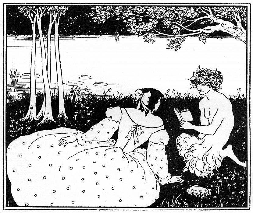 Beardsley's image of Pan reading to a woman by a brook