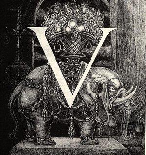 letter V with ornate background