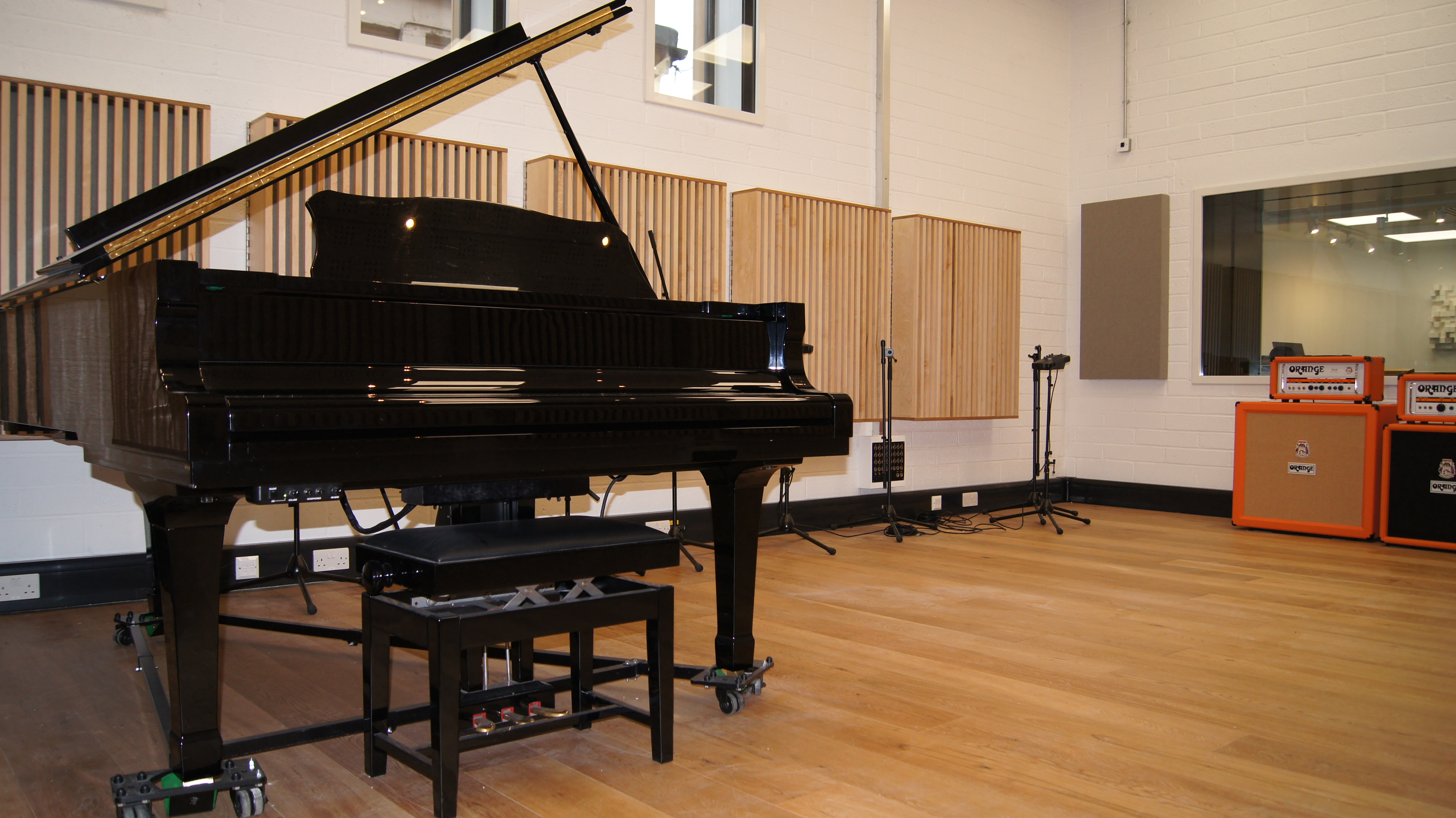 Grand piano in music studio