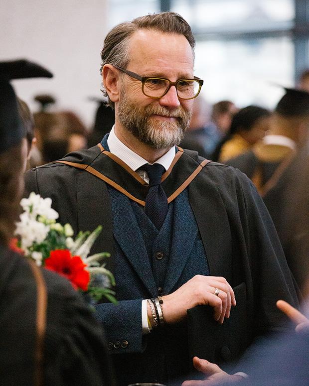 Mature graduate at the reception