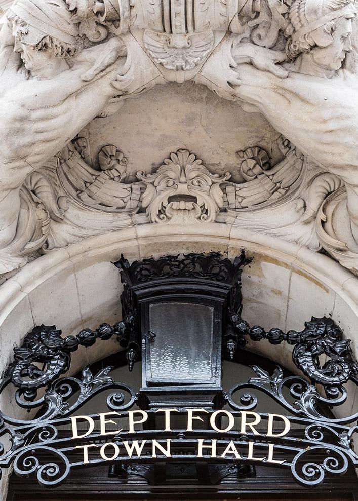 The entrance sign of Deptford Town Hall