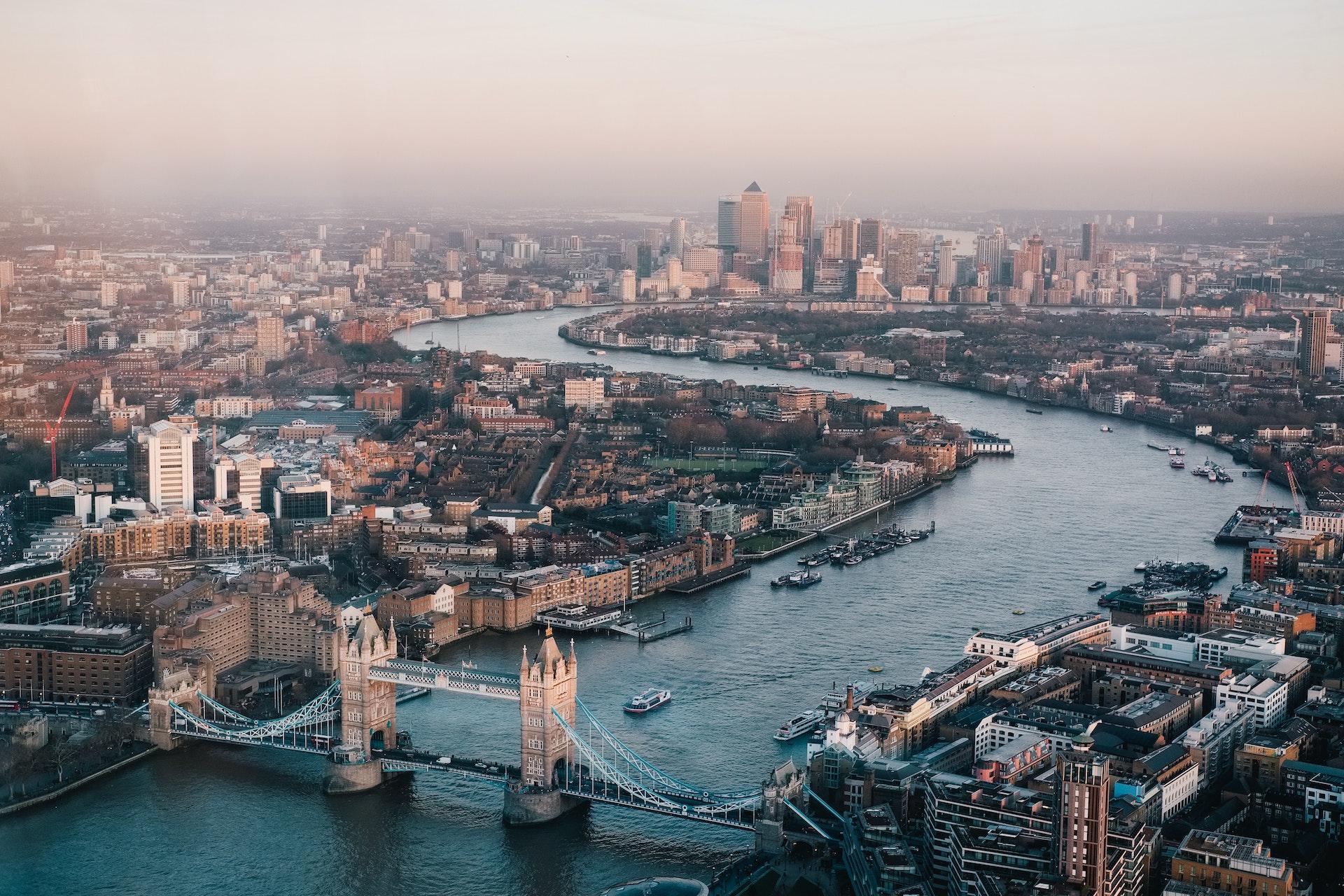 An aerial photo of London
